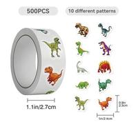 Shein 500 pegatinas de dinosaurio en rollo, calcomanías autoadhesivas de PVC para equipaje, monopatín, guitarra, portátil, scrapbooking, diario, funda de te