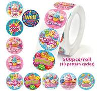 Shein 500 PIEZAS (1 Rollo) Pegatinas Increíbles de Verano de 1 Pulgada Adecuadas para Maestros, Adultos, Padres, Aulas, Escuelas, Trabajo, Estudio, Pegatina