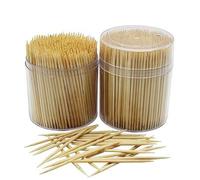 Shein 500 piezas de palillos de dientes redondos de madera grandes, palillos de dientes de bambú natural en caja de almacenamiento de plástico transparente