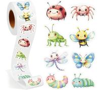 Shein 500 piezas de pegatinas coloridas y lindas de insectos con dibujos, 1 pulgada, 8 patrones, etiquetas de sellado floral, sobres, revistas, fundas de te