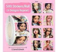 Shein 500 piezas Pegatinas de Rollo de Selfie de Ídolos Coreanos ILLI/T, 8 Patrones Diferentes, Pegatinas de Garabatos para Scrapbooking DIY, Decoración de