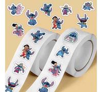 Shein 500 piezas/Rollo Pegatinas de Dibujos Animados Stitch y Mickey Mouse, Pegatinas Decorativas Impermeables para Cuaderno, Portátil, Funda de Teléfono, P