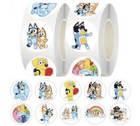 Shein 500 piezas/rollo Pegatinas de graffiti de Bluey lindo y enrollable, calcomanías impermeables y lindas para decoración DIY, cuaderno divertido, teléfon