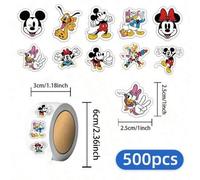 Shein 500 piezas/Rollo Pegatinas de Mickey y Minnie Mouse DIY, Pegatinas de diario de dibujos animados, portátil, casco, coche, motocicleta, etiquetas de se