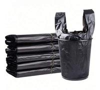 Shein 50pcs/100pcs Bolsas de plástico tipo camiseta con asas, bolsas de compras de polietileno, bolsas de basura negras gruesas y grandes, bolsas de basura
