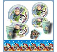 Shein 51 piezas de vajilla con tema de Toy Story que pueden acomodar a 10 personas y se pueden usar para decoración de fiestas, decoración de días festivos