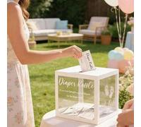 Shein 51pcs/Set Caja de Rifa de Pañales para Baby Shower - Caja de Rifa de PVC Transparente, Incluye Letrero "Rifa de Pañales", Adecuada para Celebración de