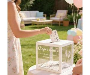 Shein 51pcs/Set Caja de Rifa de Pañales para Baby Shower - Caja de Rifa de PVC Transparente, Incluye Letrero "Rifa de Pañales", Adecuada para Celebración de