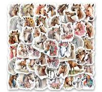 Shein 52 PIEZAS Pegatinas pequeñas de flores de acuarela y caballos, pegatinas de estética para scrapbooking, diarios, portátiles, parachoques, monopatines,