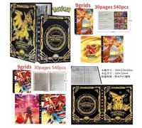 Shein 540 piezas Álbum de colección de tarjetas de anime Pokémon con rejilla de 9 palacios, incluyendo tarjetas de Mewtwo y Charizard, carpeta de juego, reg