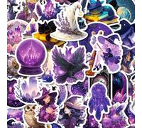 Shein 56 piezas Pegatinas de bruja misteriosa, pegatinas impermeables de libro de magia de gato negro y bruja para envolver regalos, botellas de agua, portá