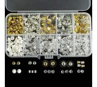 Shein 560 piezas Set de 10 rejillas de accesorios para oídos con tapones y pendientes de silicona de diseños surtidos en caja, suministros de manualidades p