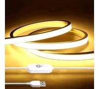 Shein 5m/4m/3 metros/2m/1m Luz de neón LED flexible, tira de luz de neón LED regulable, luz de decoración, blanco cálido/blanco frío ajustable, control táct