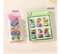 Shein 6/10 piezas Juego de sellos del equipo de patrulla canina para niños, sellos pequeños y lindos de dibujos animados. El mejor regalo para fiestas, deco
