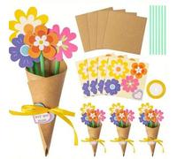Shein 6/12/24/48 piezas Kit de manualidades de ramo de flores hecho a mano, Artesanía de flores de papel para hacer tu propio ramo y tarjetas de felicitació