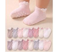Shein 6/12/24 pares de calcetines antideslizantes con agarre 3D en forma de corazón, calcetines para niñas pequeñas que están aprendiendo a caminar, suaves,