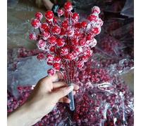 Shein 6/12 piezas de bayas artificiales navideñas Ramas de bayas rojas con escarcha para árbol de Navidad, corona, guirnalda, manualidades DIY, decoración d