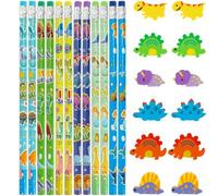 Shein 6/12 sets Lápices y borradores de dinosaurio divertidos, set de lápices y borradores con estilo de dinosaurio para fiesta con tema de dinosaurios, reg