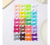 Shein 6/20/40/60 piezas Mini lazos de cinta con clips BB, set de clips para el cabello envueltos en tela antideslizantes, clips para el cabello delgados mul