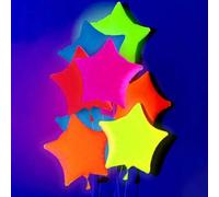 Shein 6/5/2 unidades Globos neón, globos de aluminio fluorescentes de colores en forma de corazón, estrella de cinco puntas, lazo, mariposa, globos luminoso