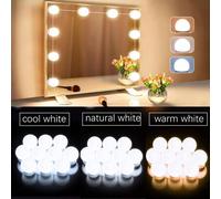 Shein 6/8/10/12/14 LED Espejo de Maquillaje, Lámpara de Espejo de Tocador USB de 3 Colores, Cable Giratorio, Lámpara de Escritorio de Tocador, Regulable, Bo