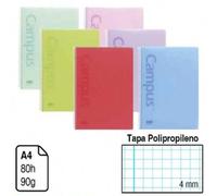 Shein 6 Bloc Espiral Campus A4 Tapa Plástico 80 Hojas 90g Cuadrícula 4 mm Pastel, 6 unidades/Pack