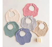Shein 6 capas de babero de bebé con pétalos de flores de unicolor, toalla de saliva para recién nacidos e infantes, baberos de bebé de clase A