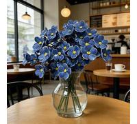Shein 6 flores de nomeolvides de cerámica hechas a mano "Amor azul" | Flores artificiales, sin decoloración y eternas, ideales para decoración del hogar ete