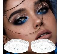 Shein 6 hojas de tatuajes de ojos con brillo colorido, pegatinas de delineador de ojos brillantes, tatuajes de sombra de ojos plateados para mujeres, decora