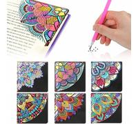 Shein 6 Paquetes de kits de pintura de diamante 5D para marcapáginas, marcapáginas de esquina de arte de diamante, marcapáginas hechos a mano, manualidades