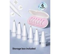 Shein 6 paquetes de puntas de lápiz de repuesto mejoradas compatibles con Apple Pencil Pro, puntas de lápiz mejoradas compatibles con Apple 2nd 1st Gen USB-