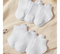 Shein 6 pares de calcetines blancos regulares para bebés y niños, calcetines tipo barco para niños y niñas, adecuados desde recién nacidos hasta que empieza