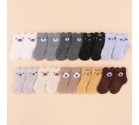 Shein 6 pares de calcetines cortos con orejas de oso lindos para bebé, calcetines para niños y niñas, calcetines para prematuros, calcetines entrenadores, a