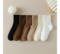 Shein 6 pares de calcetines de mujer de longitud media, estilo de primavera y verano, de moda de todo el partido, calcetines largos deportivos de un solo co