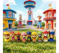 Shein 6 piezas/12 piezas Patrulla Canina, serie de estilos y colores aleatorios Figuritas decorativas lindas: Rubble, Chase, Zuma, Sky, Everest, Rocky, Trac