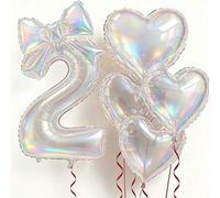 Shein 6 piezas Conjunto de globos transparentes de colores, globos de lámina con números del 0 al 9 de 40 pulgadas, globos con forma de arco y corazón, adec