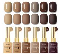 Shein 6 piezas de 15ml Esmalte de uñas en serie marrón, gel semipermanente UV LED, diseño de arte de uñas, kit de gel de uñas que se retira con remojo, sumi