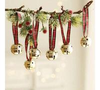 Shein 6 piezas de campanas de Navidad doradas, adornos de árbol de Navidad DIY, campanas de trineo de Papá Noel, decoraciones de árbol de Navidad, regalos y