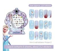 Shein 6 piezas de pegatinas de arte de uñas brillan en la oscuridad con diseños de personajes de Frozen, accesorios de arte de uñas para niñas