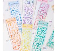 Shein 6 piezas de pegatinas surtidas con patrón de cinta & diamante, pegatinas multiusos simples para manualidades DIY en casa, regreso a la escuela, útiles