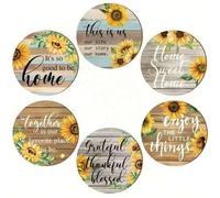 Shein 6 piezas de posavasos de madera aislantes del calor, manteles de madera para el hogar, almohadillas para tazas de té, aptas para cafés, tardes de té y