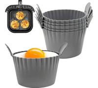 Shein 6 piezas de tapetes de silicona negra para freidora de aire, versátiles moldes para huevos y mini moldes para hornear pasteles, albóndigas y talla gra