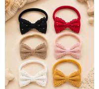 Shein 6 piezas Diadema de lazo de tela colorida para bebé, Lentejuelas doradas & Banda de cabello suave, Diadema elegante para niños pequeños para uso diari