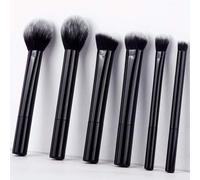 Shein 6 piezas Juego de brochas de maquillaje profesionales negras, que incluye brocha para rubor, brocha para polvo, brocha para corrector, brocha para som