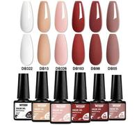 Shein Set De 6 Esmaltes De Uñas En Gel De Color Azul Y Púrpura, Kit De Barnices En Gel Brillante Para Remojar Con Luz Uv/led, Esmalte De Gel Semipermanente