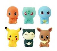 Shein 6 piezas Juguetes de agua de Pokémon Pikachu, de 5-6 cm, con sonido de chillido y flotantes para decorar la bañera, incluyendo Eevee, Charmander, Squi