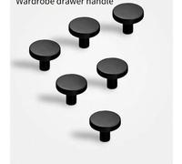 Shein 6 piezas Pomos modernos de color negro mate y dorado - Tiradores de gabinete de barra en T de aluminio y de un solo orificio, adecuados para cocina y