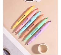 Shein 6 piezas/set 6 colores Iluminador Plumas doble cabeza fluorescente Pluma marcadores color gelatina tipo Rotulador Set para oficina & suministro escola
