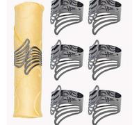 Shein 6 piezas/set hierro de aleación Servilleta con diseño de ala 3D Anillo para servilletero para Vajilla mesa