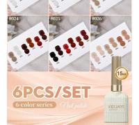 Shein 6 piezas Set inicial de esmalte de uñas en gel de 15ML, 6 colores (negro, blanco, rosa, verde), sistema de remojo sin necesidad de limpiado, apropiado